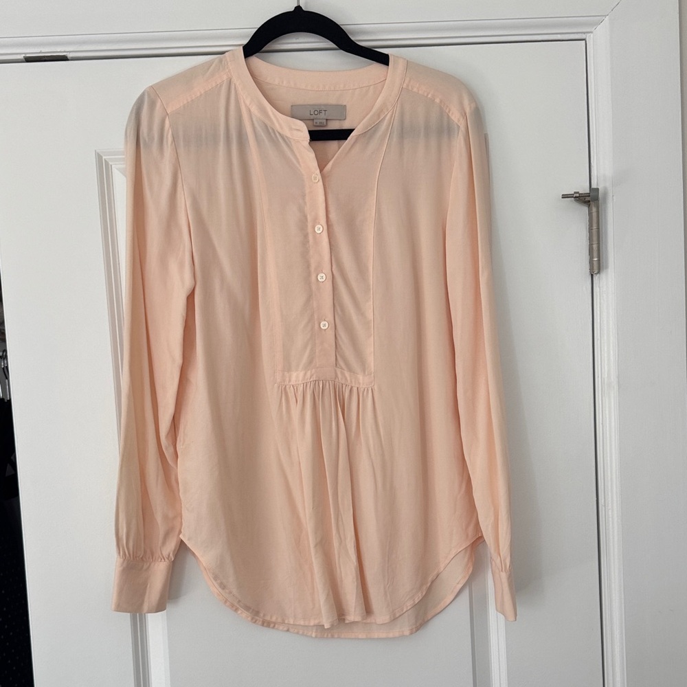 LOFT Soft Peach Button-Down Blouse